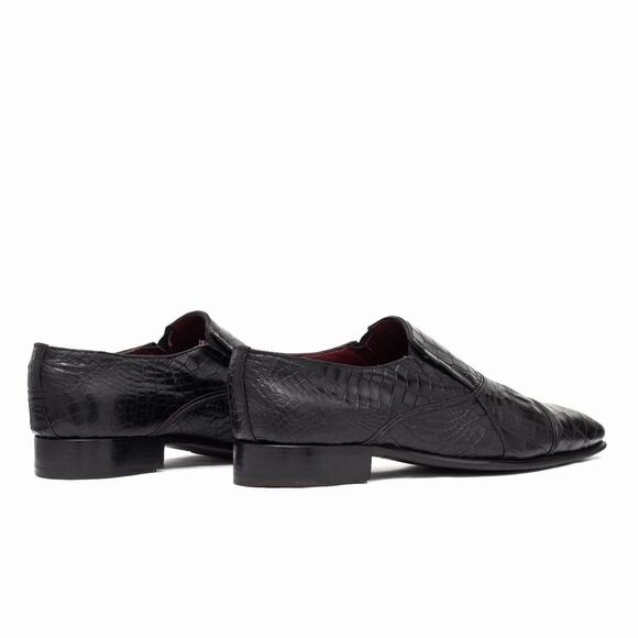 Caporicci 202 Luxury Italian Shoes Black Alligator Cap-Toe Loafers US 10.5 - Picture 7 of 16